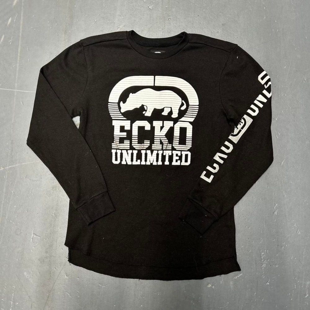 Y2K Ecko unltd. black and white graphic long sleeve thermal shirt